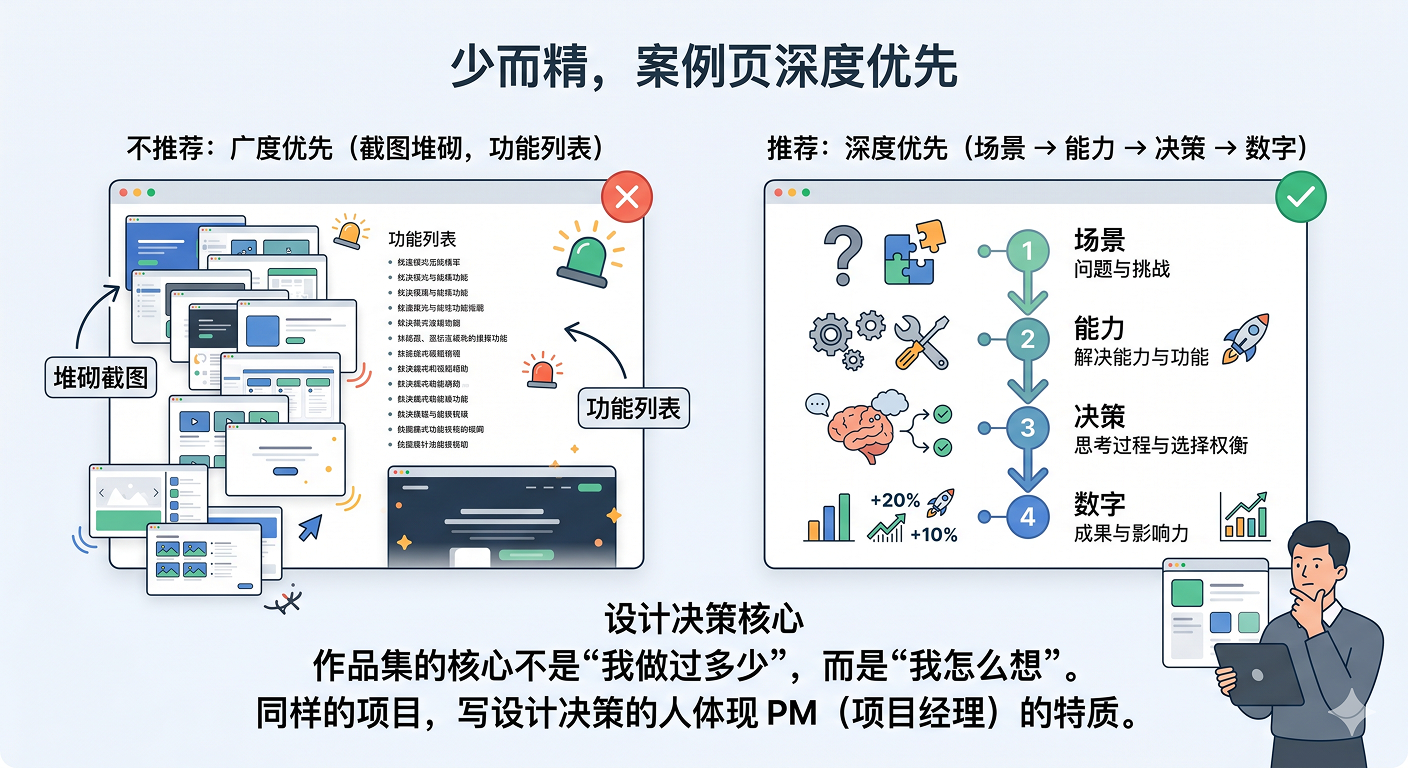 案例页设计稿：少而精，深度优先